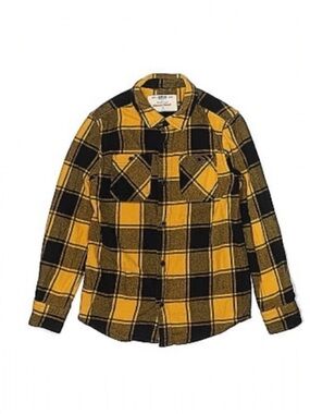 Urban Pipeline Yellow and Black Button Down Flannel Shirt Boys Size L